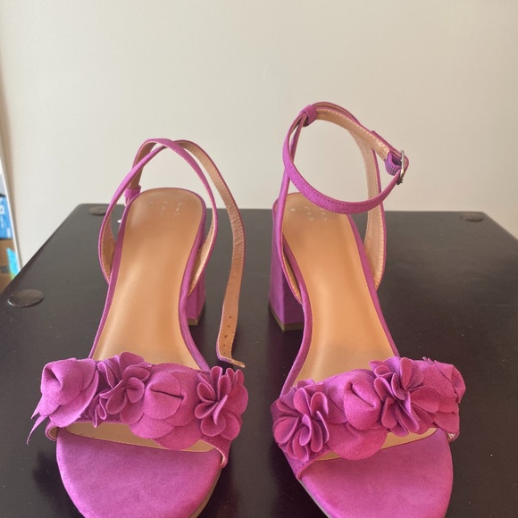 magenta block heel sandals